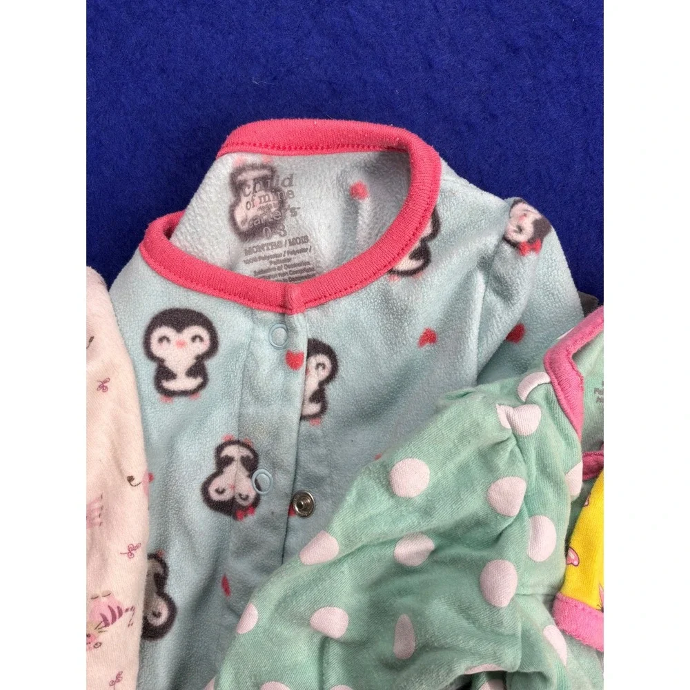 Cottagecore Baby Girl Carter's Gerber Pajamas Lot 0-3M Multicolor